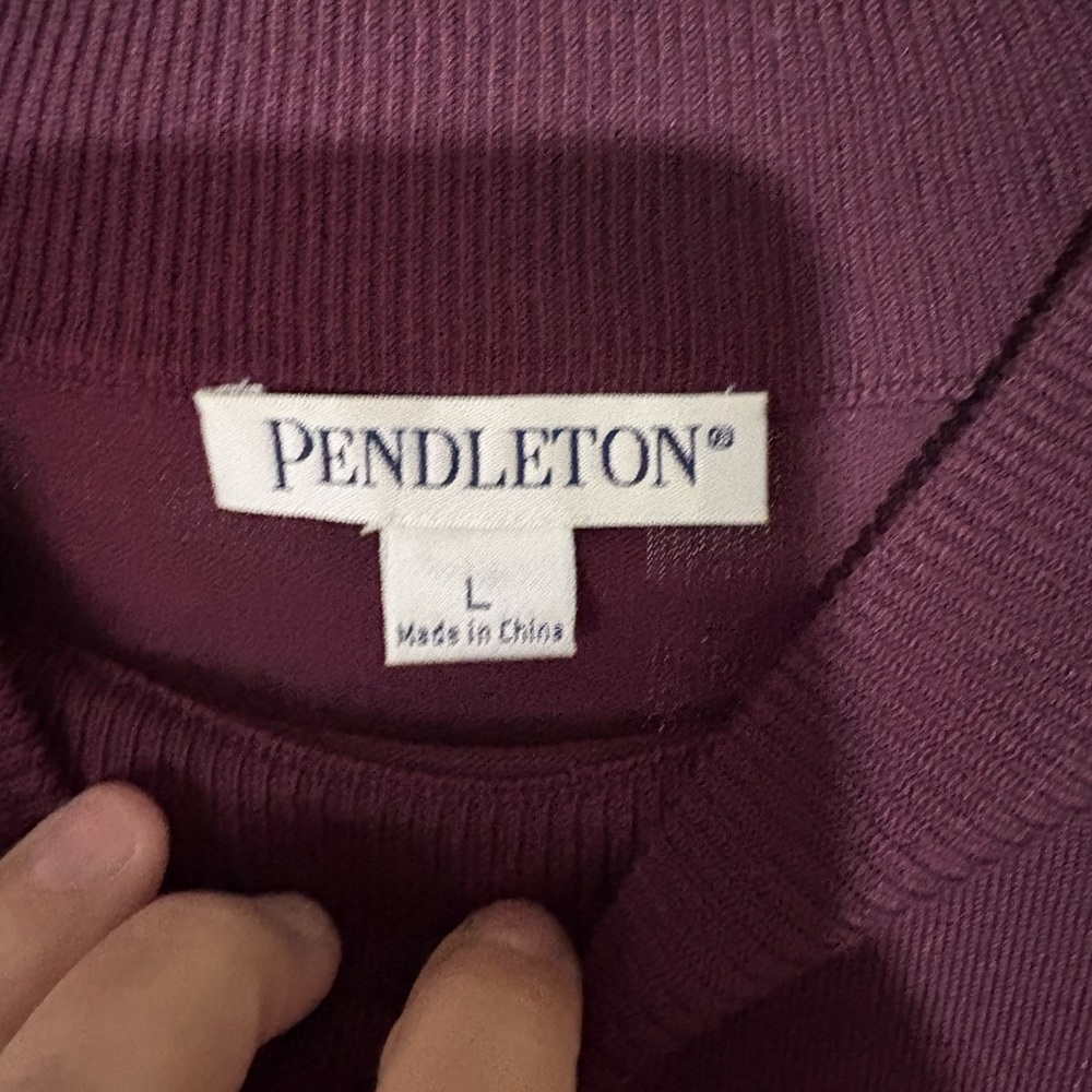 Pendleton Silk Blend Mock Neck Sweater Size Large in Burgundy - Picture 3 of 4